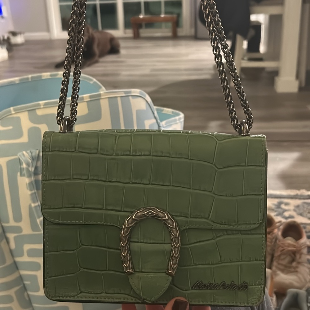 Mariana Green Croc-Pattern Crossbody Bag